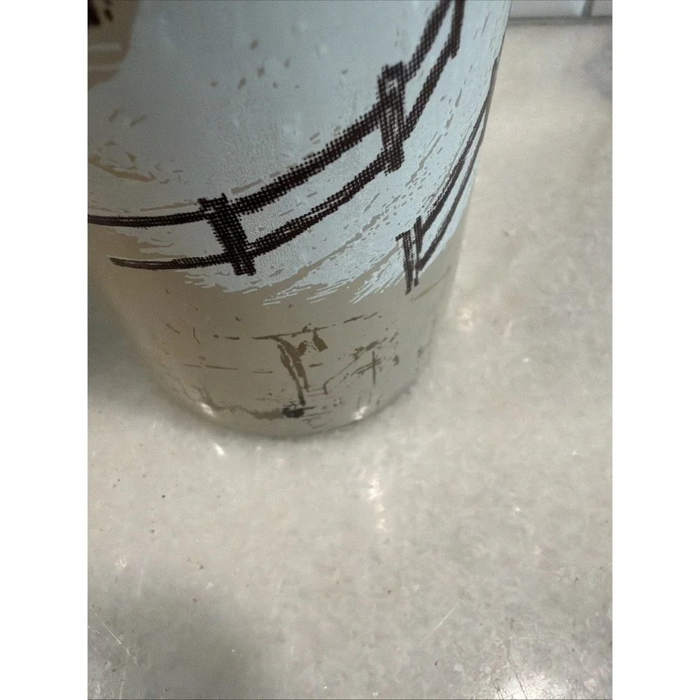 Vintage Set Of 2 Glass Pillar Candles Forest Covered Bridge Scenes